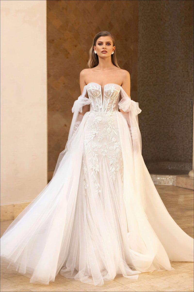Robe de Mariage Sirène avec Jupe Amovible