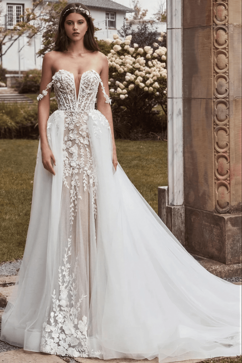 Robe de Mariage Sirène Traîne Amovible