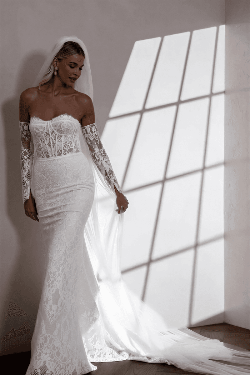 Robe de Mariée Dentelle Manches Longues