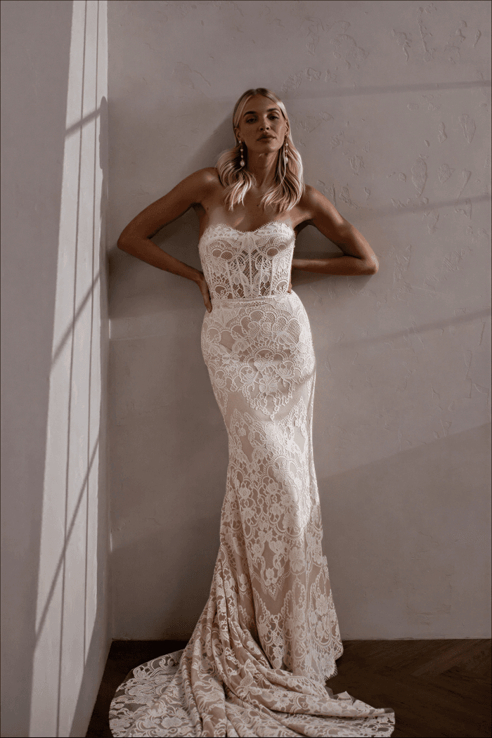 Robe de Mariée Sirène Dentelle Manches Longues