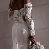 Robe de Mariée Sirène Manches Longues Dentelle